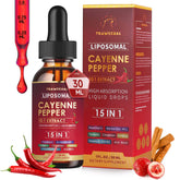 Trawecual Liposomal Cayenne, bouteille frontale, énergie naturelle pratique à emporter