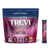 Trevi Électrolytes sans sucre, poudre goût raisin, hydratation savoureuse.