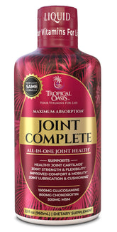 Tropical Oasis Joint Complete Premium: bouteille montrant la formule avancée pour les articulations et mobilité.