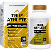 True Athlete ZMA + L Theanine – bouteille de 90 capsules prête à l’emploi nocturne.