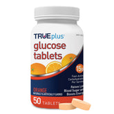 TRUEplus tablettes glucose orange en bouteille, énergie rapide prête à l’emploi.