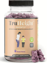 Gélifiés TruHeight – bouteille de gummies raisins, présentation visuelle attrayante pour enfants