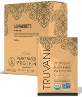 Poudre protéinée Truvani au goût beurre d'arachide, idéal pour smoothies nourrissants.