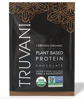 Truvani protéine pois-chocolat bouteille, source pratique de protéine vegan quotidienne.