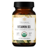 Bouteille Truvani Vitamine D3 au lichene, source végétale pure.
