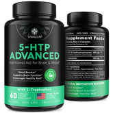 TWINLEAF 5-HTP, bouteille de capsules, peut soutenir une humeur équilibrée.