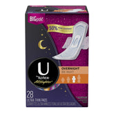 U by Kotex AllNighter avec ailes: emballage nocturne pour protéger la literie.