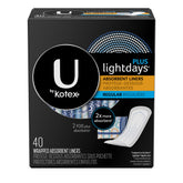U by Kotex Lightdays Plus Liners emballage coloré, pratique et discret.