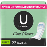U by Kotex Maxi Clean & Secure, absorption forte et protection durable.