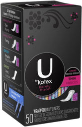 Protection intime mince Barely There de U by Kotex avec emballage individuel pour déplacement