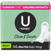 Serviettes U by Kotex avec ailes Ultra-fin, absorption rapide et sécurité anti-fuites
