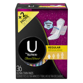 Protection U by Kotex CleanWear ultra-mince avec ailes pour le mouvement quotidien.