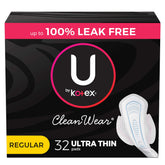 U by Kotex CleanWear : serviettes ultra-fines avec ailes pour le confort quotidien.
