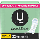 Protège-absorbants ultra-fins U by Kotex, 22 unités, confortables.