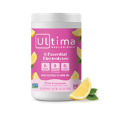 Ultima Replenisher – poudre électrolyte citronnade rose, hydratation sans sucre.