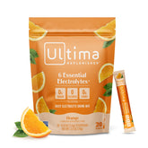 Ultima Replenisher poudre électrolyte orange, sachet: hydratation pratique en déplacement.