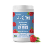 Ultima Replenisher poudre électrolytes quotidiens, framboise bleue, hydratation légère et rafraîchissante.