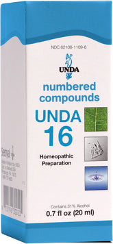 UNDA 16 composés numérotés - bouteille pratique pour dosage précis.