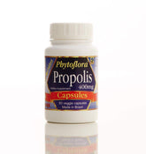 Uniflora Phytoflora Propolis Vert Brésilien – capsule près du flacon, soutien quotidien au bien-être.