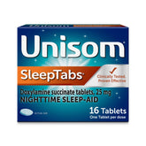 Unisom SleepTabs – bouteille de 16 comprimés, aide potentielle à s’endormir plus rapidement.