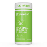 UpNourish Liposomal D3 50000 UI en bouteille, facilité d'utilisation hebdomadaire.