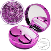 Vastsoon boîte lentilles avec sable mouvant et miroir violet, pratique pour voyage.