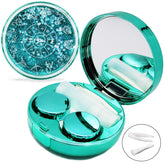 Vastsoon étui lentilles vert avec quicksand glitter, pratique pour un rangement coloré en déplacement.