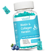 Gommes Vazatisi biotine-collagène-keratine dans la bouteille, présentation claire.