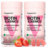 Gomme VEGEPOWER Biotine 10000 mcg goût fraise pour cheveux et ongles