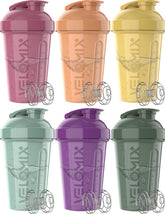 VELOMIX ensemble de 6 bouteilles shaker protéine, pratique et sans fuite.
