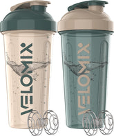 VELOMIX ensemble-deux-bouteilles-shaker 28oz bleu-beige pour boissons protéinées rapides