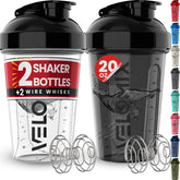 VELOMIX shaker protéine 20oz noir et transparent, pratique pour shakes quotidiens.