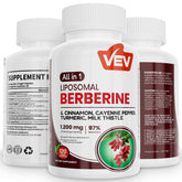 VEV Berberine en bouteille, emballage élégant pour usage quotidien.
