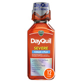 Vicks DayQuil Severe – bouteille prête à l'emploi pour un soulagement diurne potentiel des symptômes.