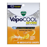 Boîte Vicks VapoCOOL Severe 45 pastilles, pratique à emporter.