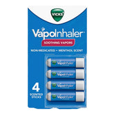 Vicks VapoInhaler portable: inhalation nasale mentholée pour un souffle frais en déplacement.