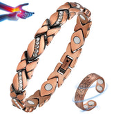 Vicmag bracelet cuivre magnétique pour femme, design sophistiqué, allure moderne.