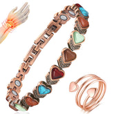 Vicmag bracelet cuivre pur avec coeur agate, design élégant et énergie positive.