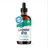 Bouteille Vimergy B12 liquide avec étiquette épurée et logo clair, présentation premium.