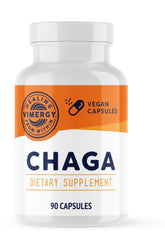 Boîte Vimergy Chaga Capsules avec étiquette, présentation claire du produit pour le bien-être