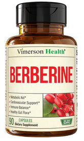 Vimerson Health Berberine: bouteille de capsules pour un soutien métabolique potentiel.