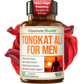 Vimerson Health Longjack Tongkat Ali – bouteille visible, énergie et vitalité potentielles.