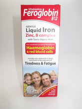 Feroglobin Vitabiotics, bouteille liquide 200 ml, pratique pour l'apport quotidien en fer et B12.