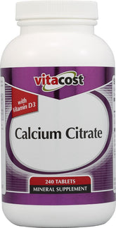 Vitacost Calcium Citrate D3 en bouteille, soutien potentiel des os et absorption efficace.