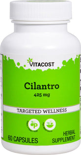 Bouteille Vitacost Cilantro, capsules faciles à avaler pour une routine quotidienne.