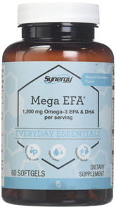Vitacost Mega EFA Omega-3, bouteille visible, facile d'intégrer EPA et DHA dans la routine quotidienne.