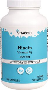 Vitacost niacine 500 mg, bouteille, soutien potentiel au métabolisme.