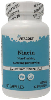 Vitacost Niacine sans inconfort – flacon pratique pour soutenir le métabolisme des graisses.