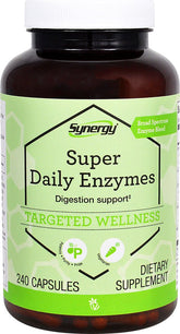 Vitacost Super Daily Enzymes : bouteille et capsules pour une digestion polyvalente.
