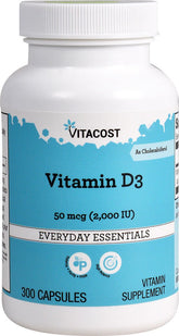 Vitacost Vitamine D3 – bouteille 2000 UI, soutien des os et du système immunitaire